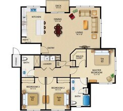 3 Bedroom 2 Bath (C4) I100 floor plan